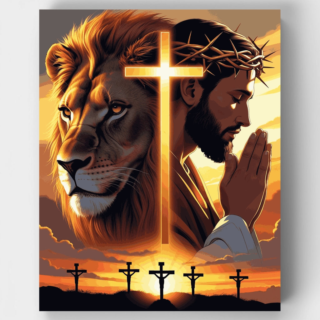 León y Cristo - Kit de pintura por números — Estándar