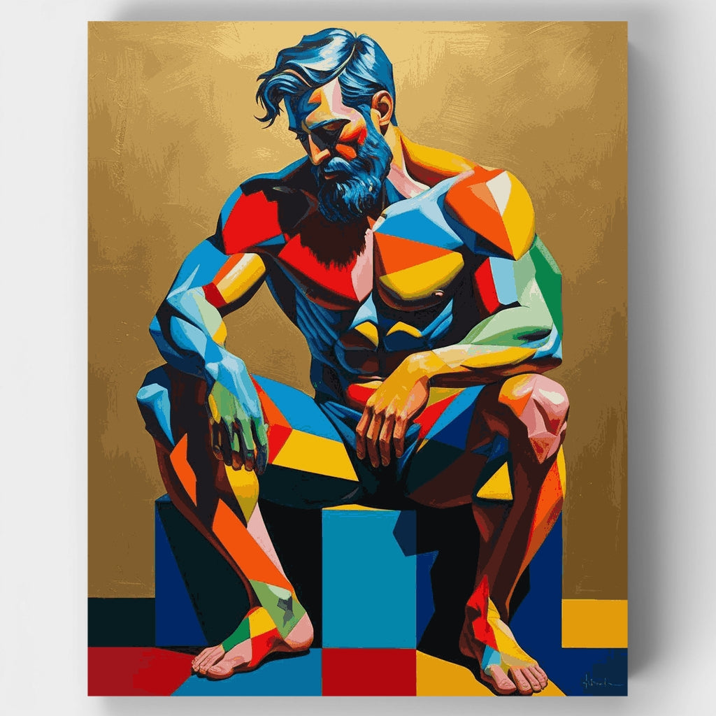 Figura masculina geométrica colorida - Kit de pintura por números — Estándar