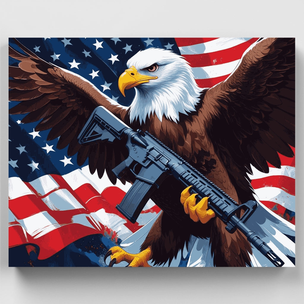 Águila americana con rifle - Kit de pintura por números — Estándar