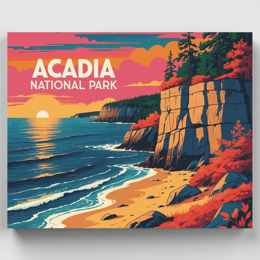 Sunset at Acadia Cliffs - Paint by Numbers Kit