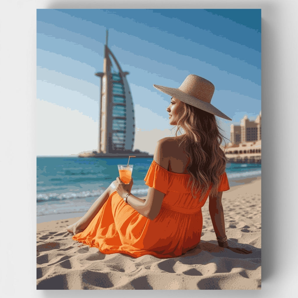 Vacaciones en la playa de Dubái - Kit de pintura por números — Estándar
