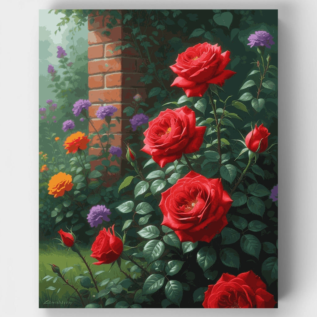 Paraíso de rosas de jardín - Kit de pintura por números — Estándar