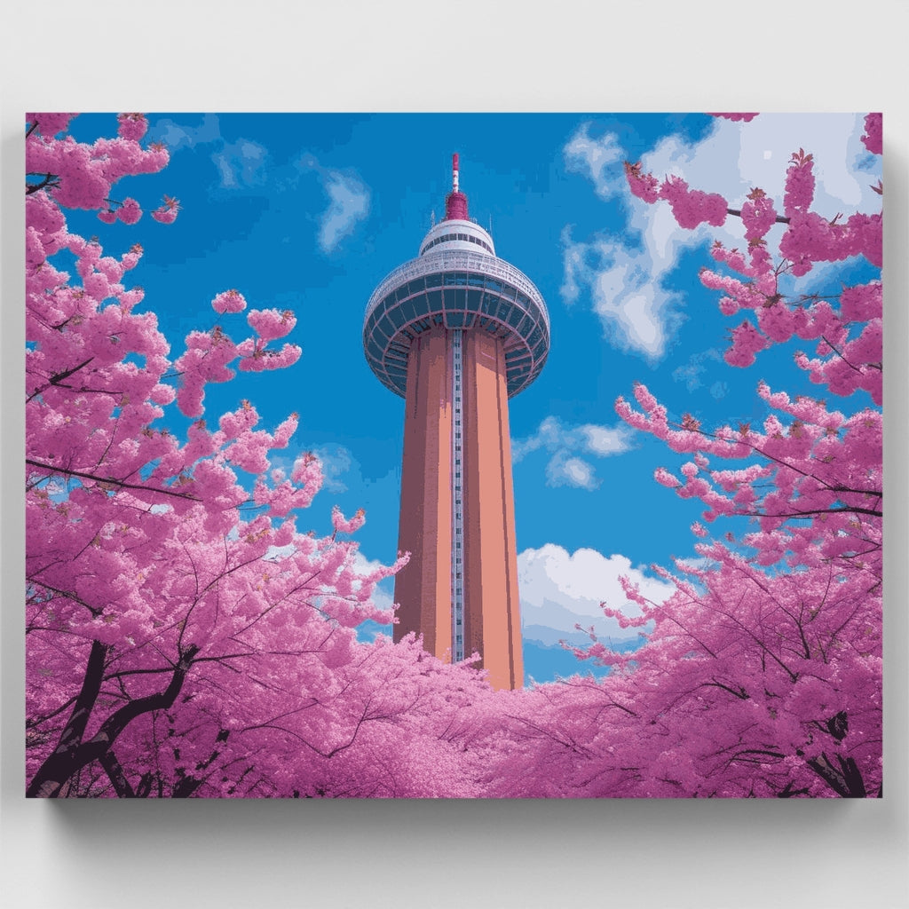 Torre de los Cerezos en Flor - Kit de pintura por números — Estándar