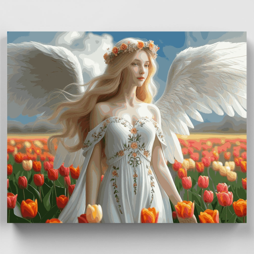 Angel in Tulip Field - Paint by Numbers Kit