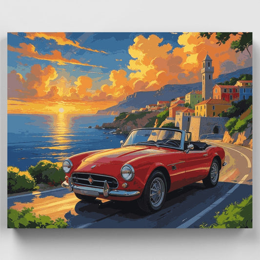 Italian Riviera Sports Car - Paint by Numbers Kit