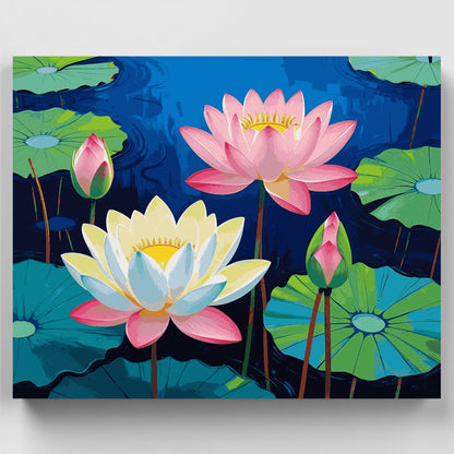 Vibrant Water Lotus Garden - Paint by Numbers Kit
