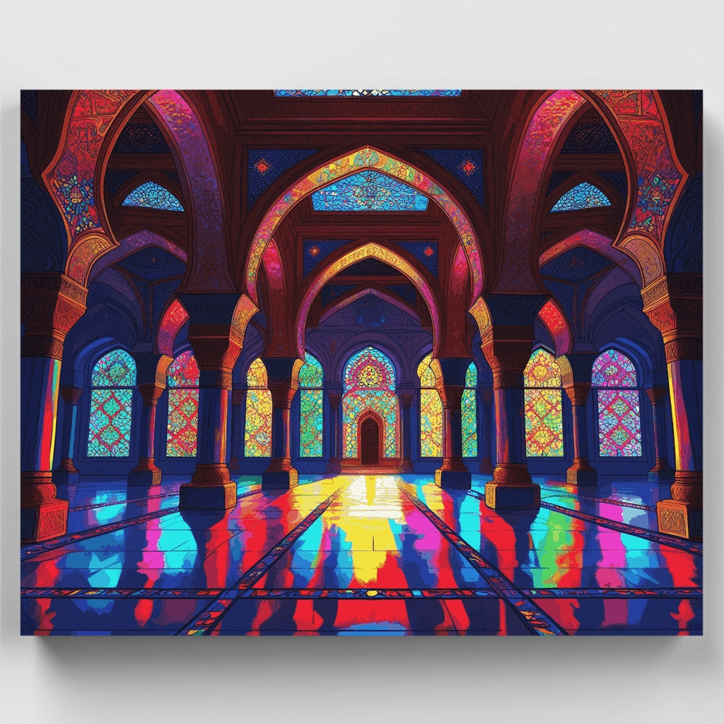 Vibrant Islamic Mosque Interior - Paint by Numbers Kit