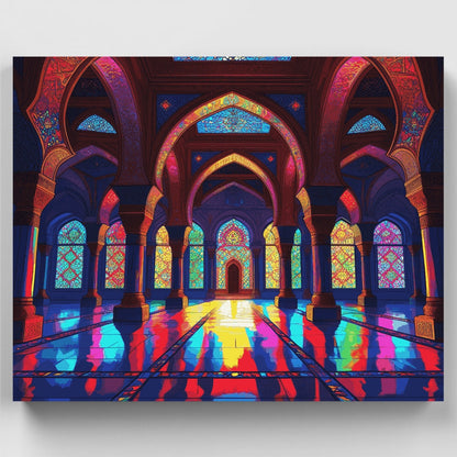 Vibrant Islamic Mosque Interior - Paint by Numbers Kit