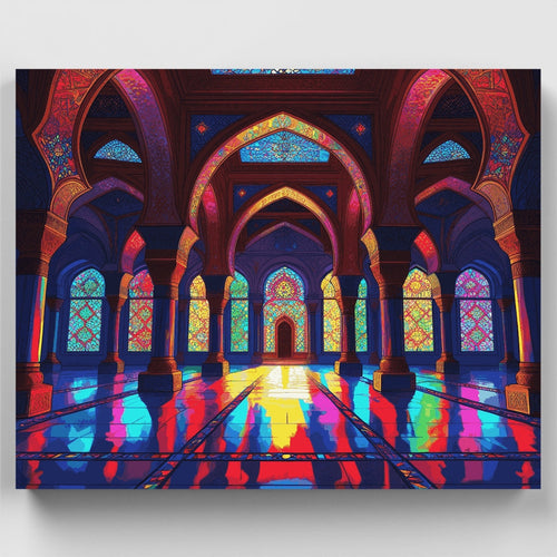 Vibrant Islamic Mosque Interior - Paint by Numbers Kit