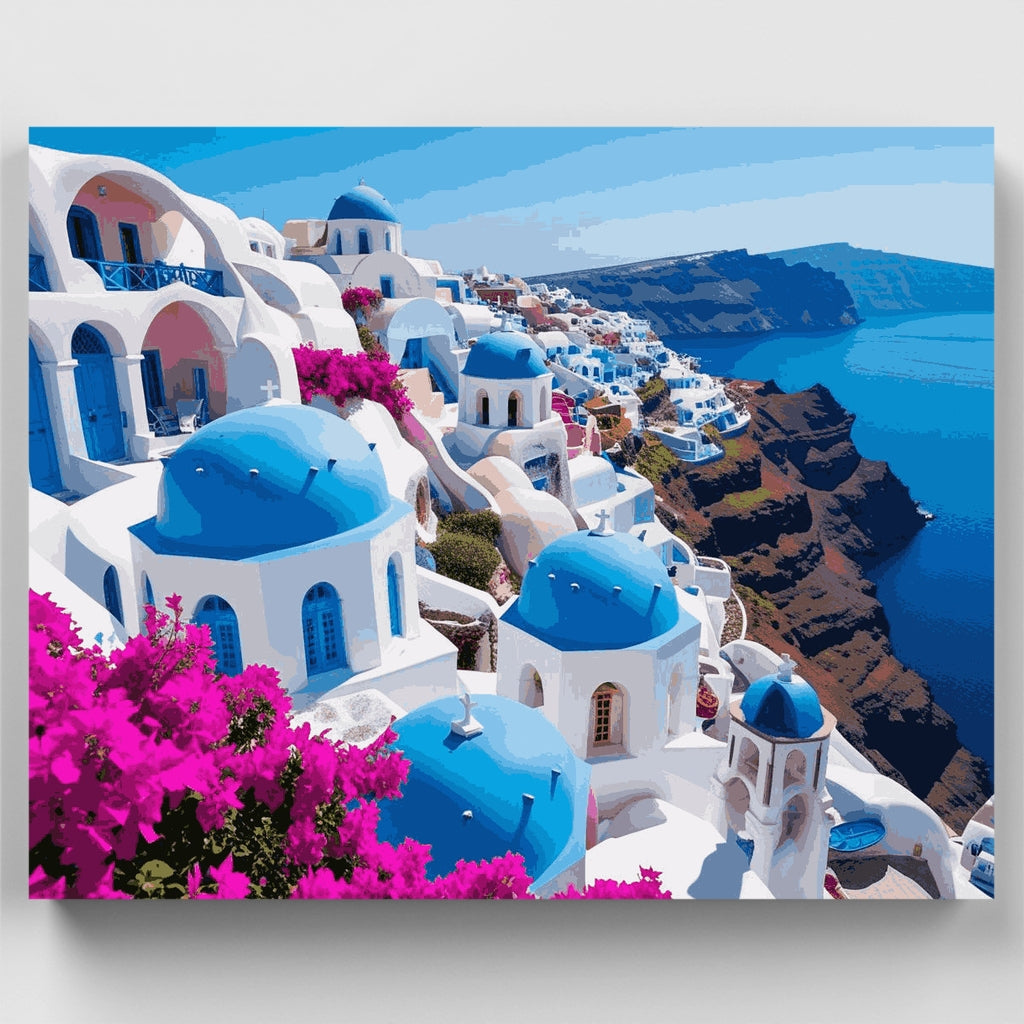 Santorini Blue Domes - Paint by Numbers Kit
