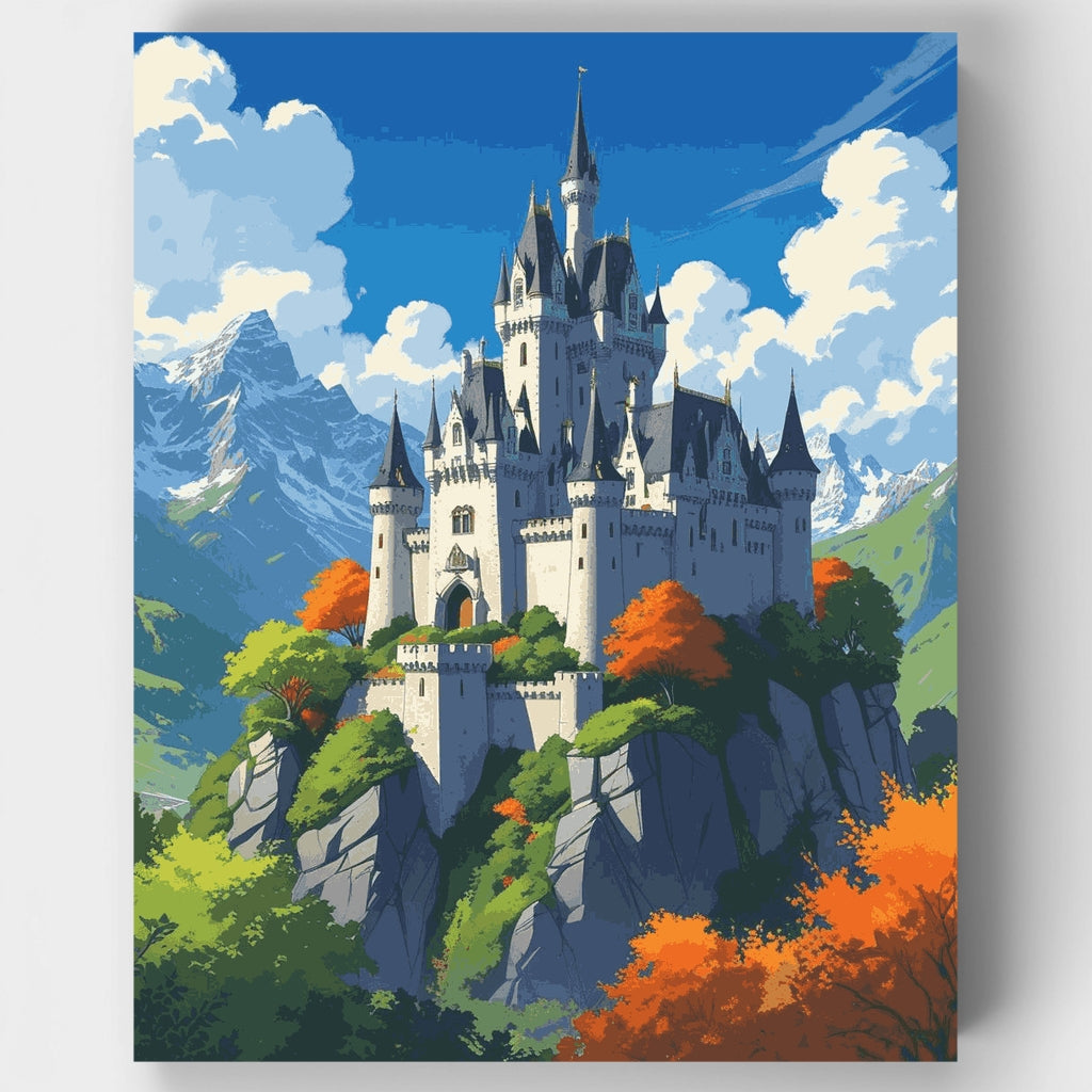 Castillo de cuento de hadas en las montañas - Kit de pintura por números — Estándar