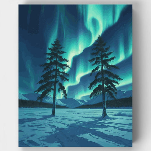 Aurora Dancing Over Frozen Lake - Paint by Numbers Kit