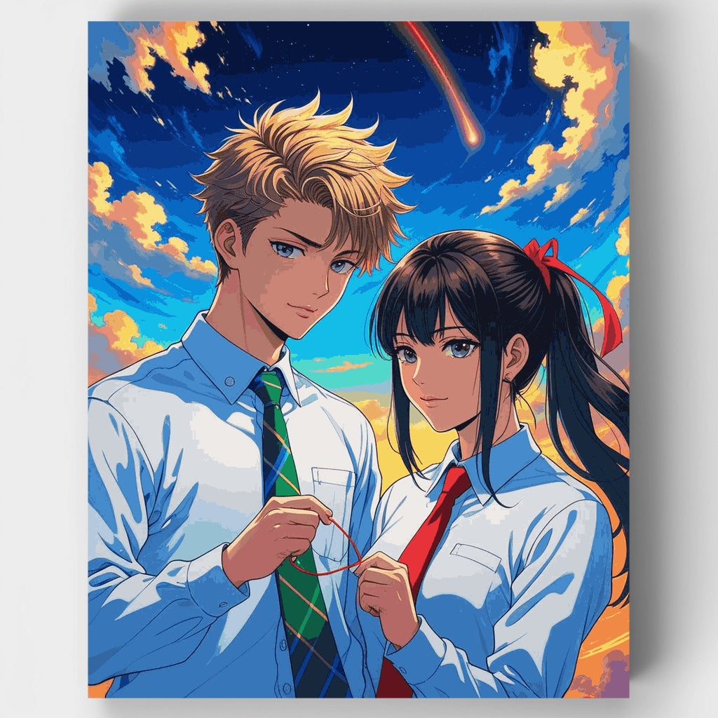 Anime School Romance Under Shooting Star - Paint by Numbers Kit