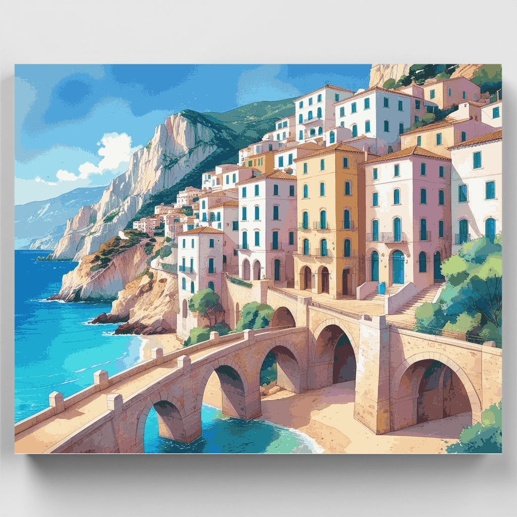 Amalfi Coast Cliffside Village - Paint by Numbers Kit