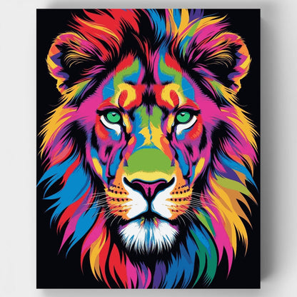Vibrant Rainbow Lion Portrait - Paint by Numbers Kit