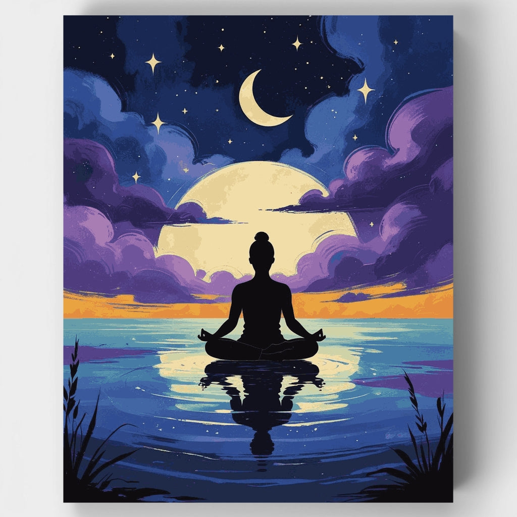 Meditación a la luz de la luna - Kit de pintura por números — Estándar