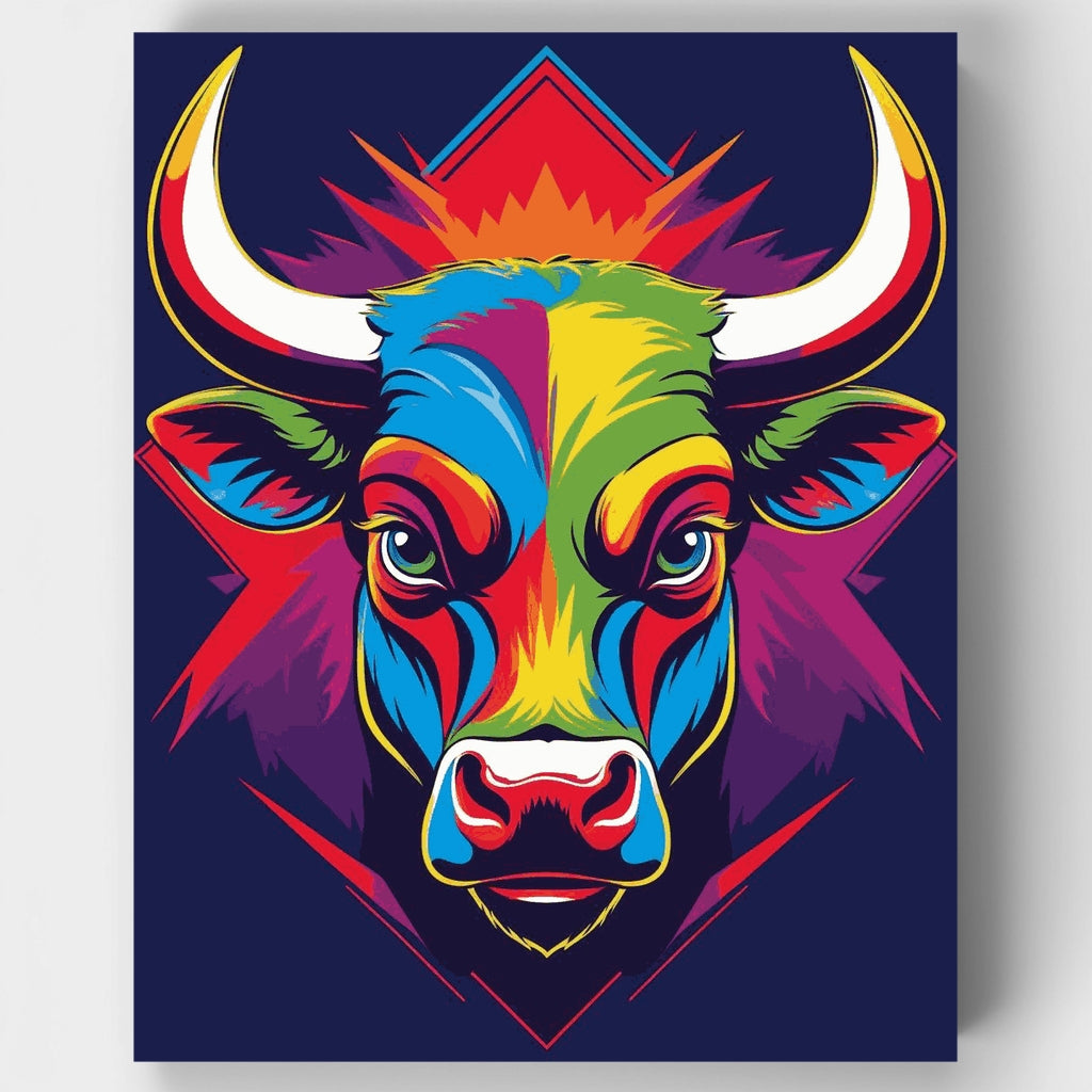 Toro arcoíris vibrante - Kit de pintura por números — Estándar