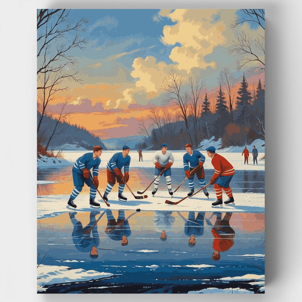Hockey sobre hielo en invierno - Kit de pintura por números — Estándar