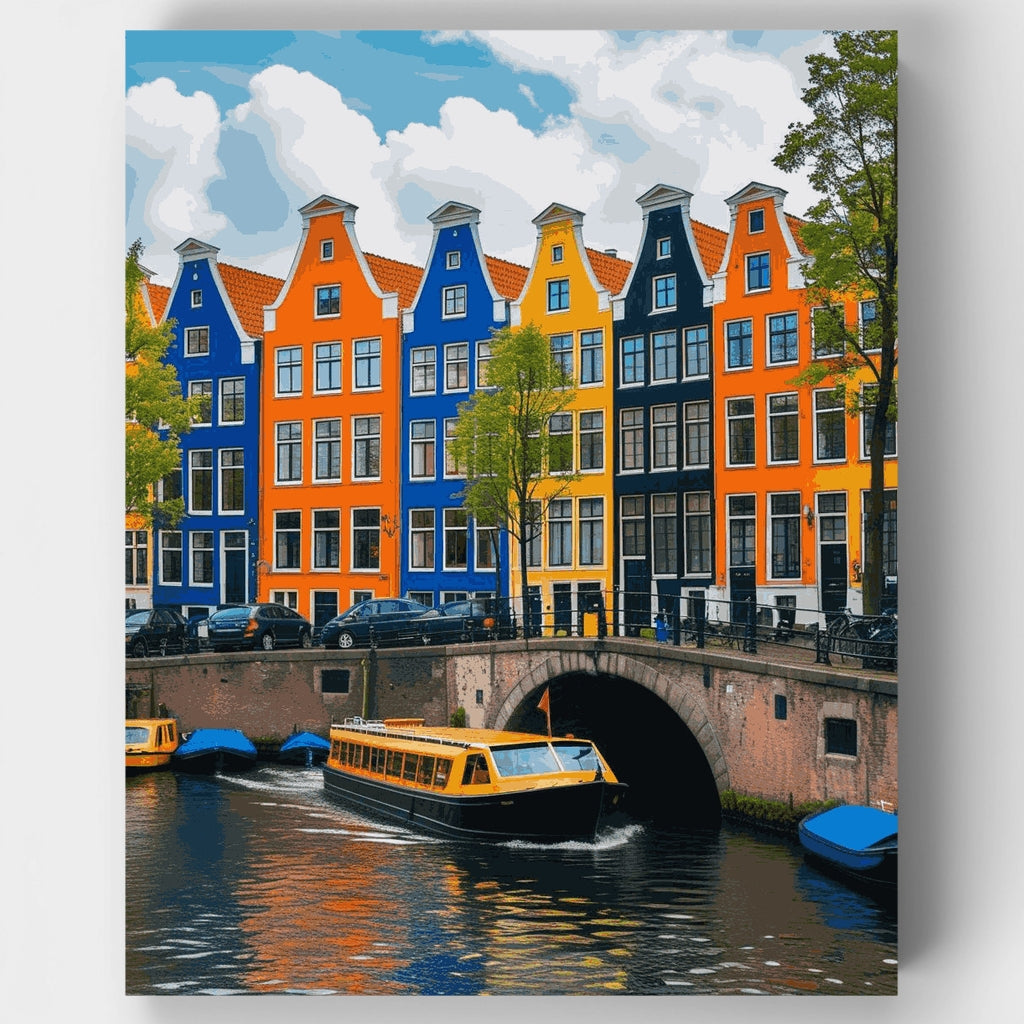 Tour en barco por los canales de Ámsterdam - Kit de pintura por números — Estándar