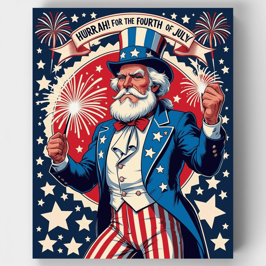 Uncle Sam Fourth of July Celebration - Paint by Numbers Kit
