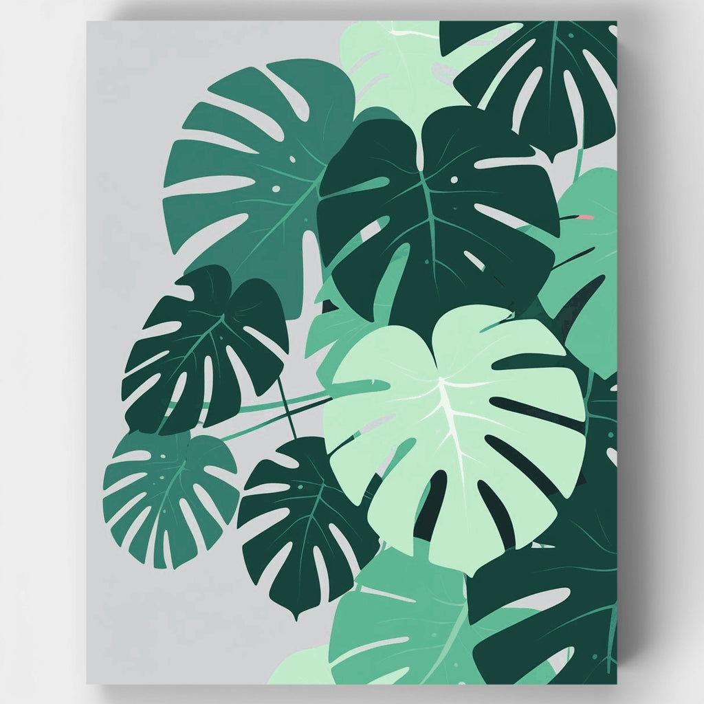Tropical Monstera Leaves - Paint by Numbers Kit