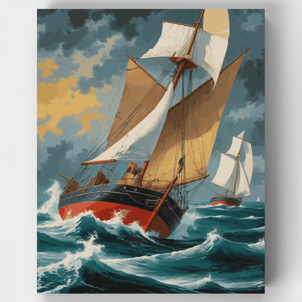 Aventura de navegación en mares tormentosos - Kit de pintura por números — Estándar