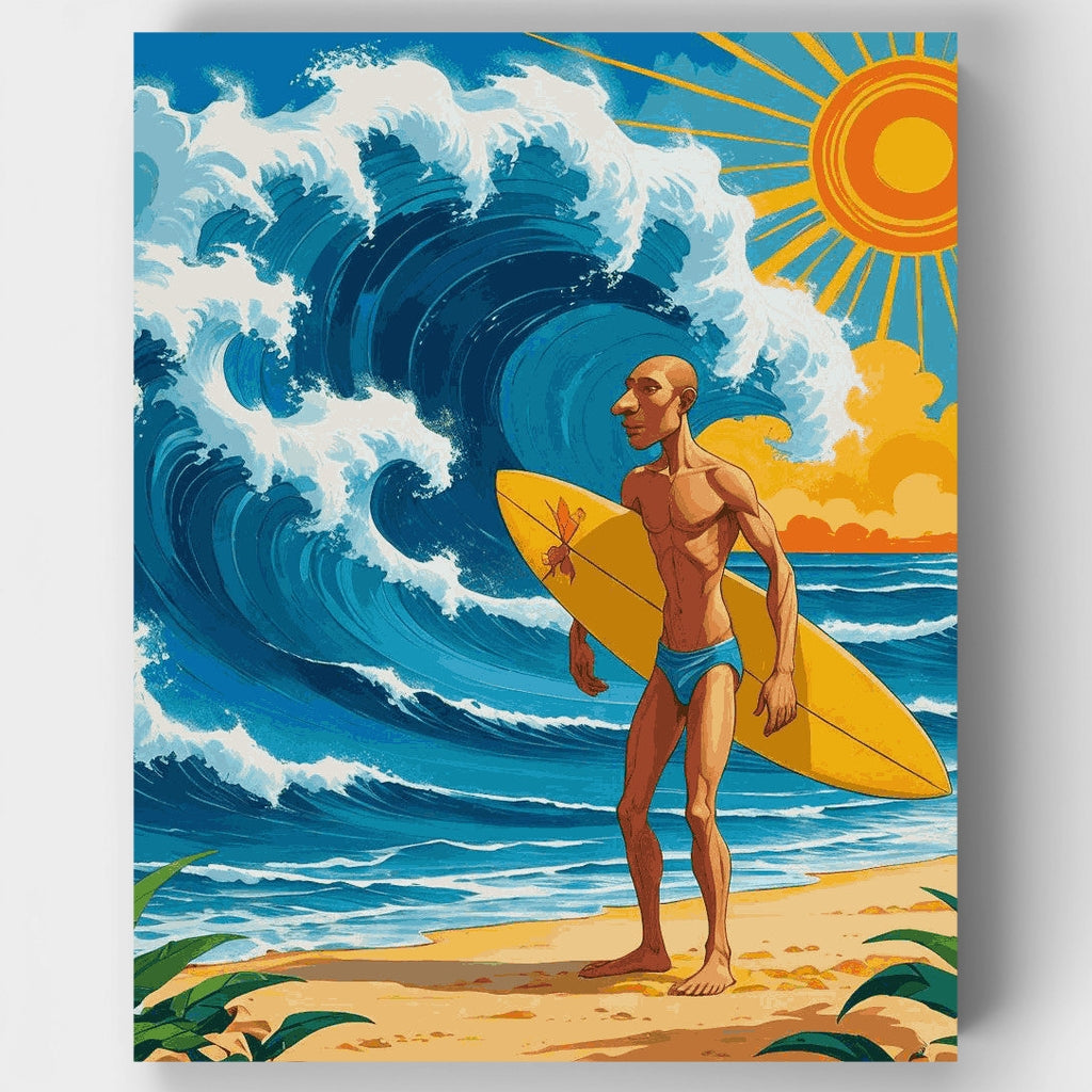 Surfista tropical al atardecer - Kit de pintura por números — Estándar