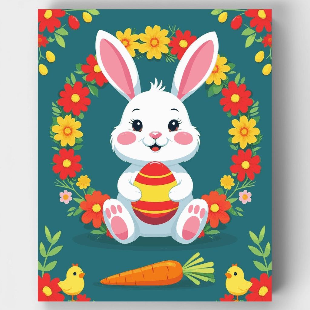 Conejo de Pascua con huevo - Kit de pintura por números — Estándar