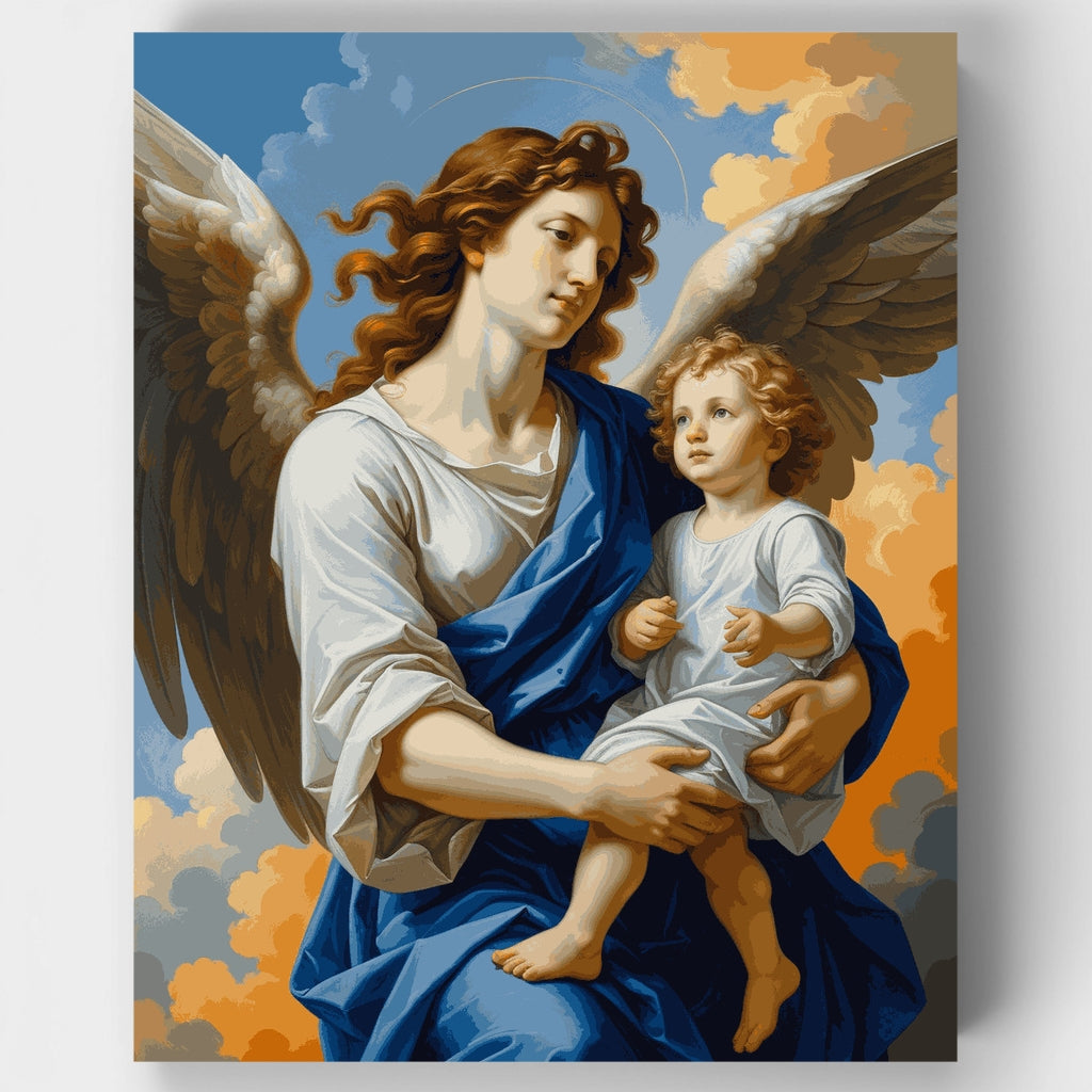 Ángel de la guarda con niño - Kit de pintura por números — Estándar
