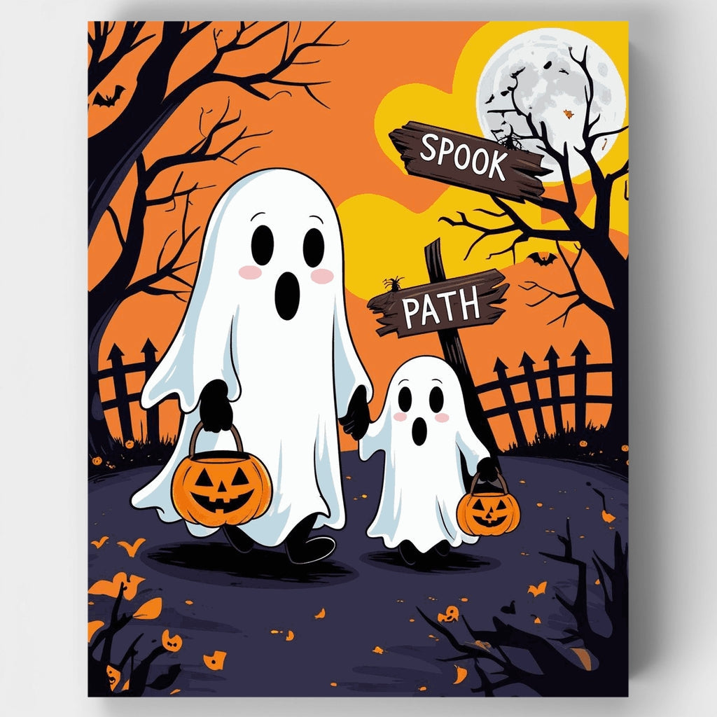 Spooky Halloween Ghosts - Paint by Numbers Kit