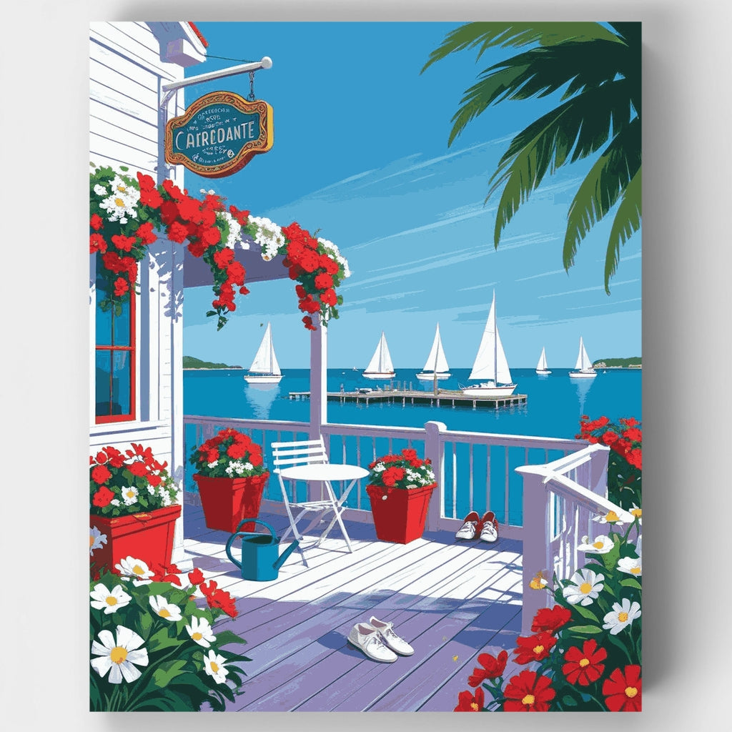 Coastal Cafe Terrace - Paint by Numbers Kit
