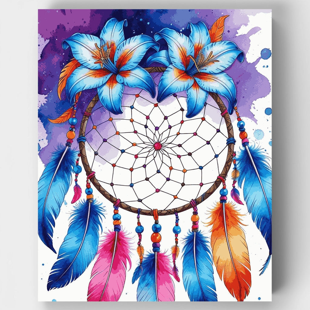 Atrapasueños místico con lirios azules - Kit de pintura por números — Estándar