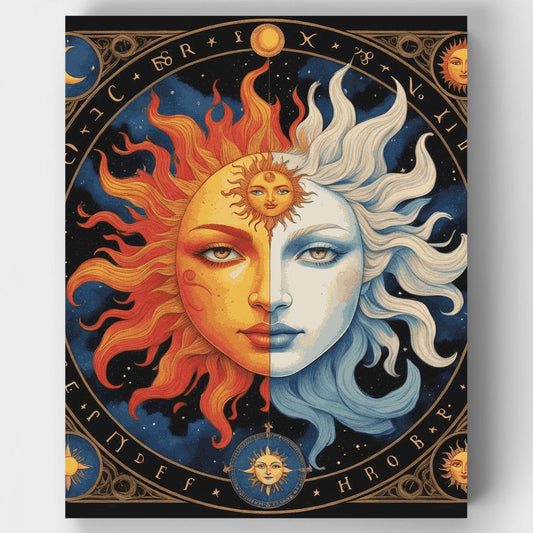 Celestial Sun and Moon Duality - Paint by Numbers Kit