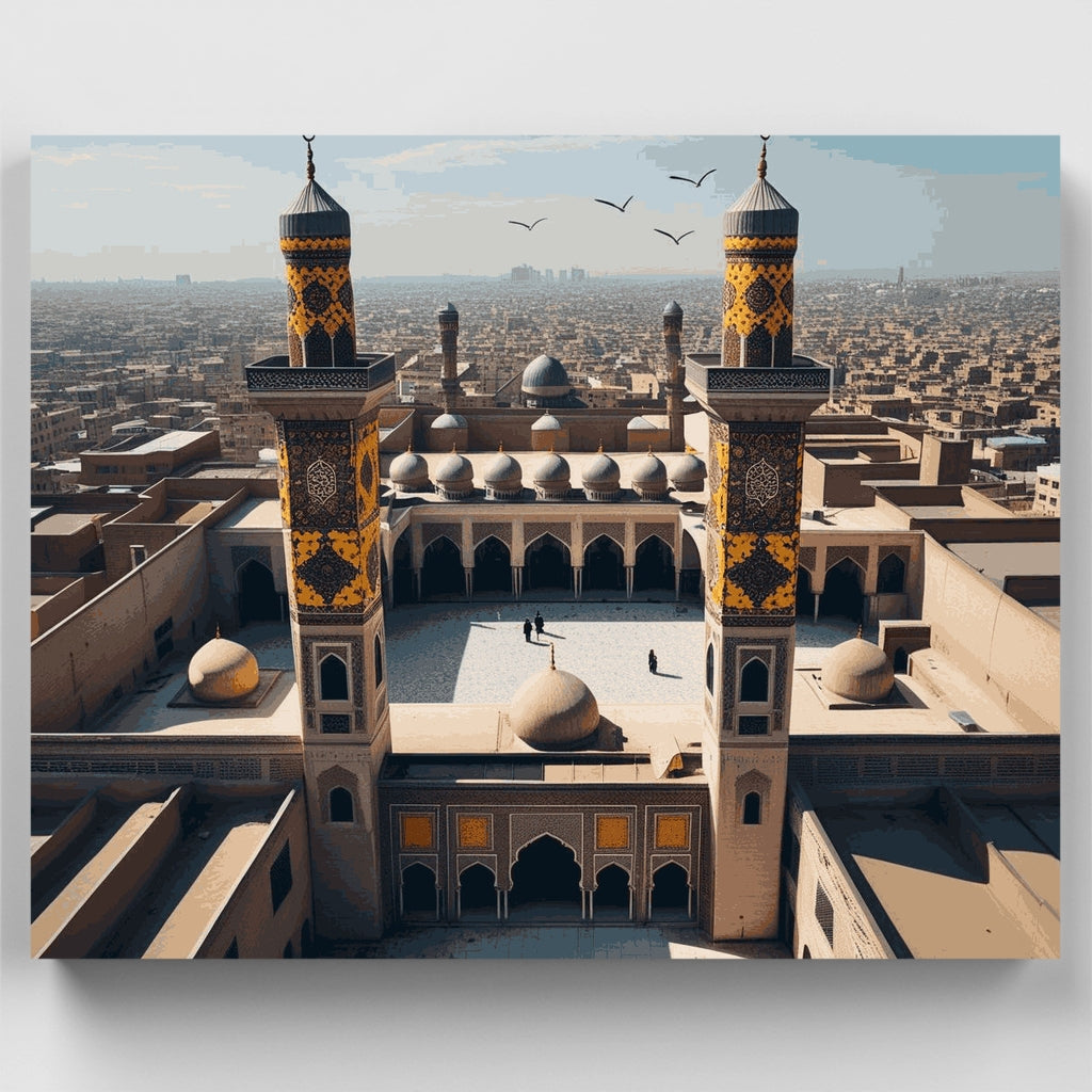 Kit de pintura por números: Patio de una mezquita de arquitectura islámica — Estándar