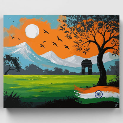 Indian Patriotic Landscape with India Gate - Paint by Numbers Kit