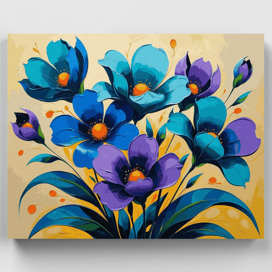 Blue and Purple Floral Bouquet - Paint by Numbers Kit
