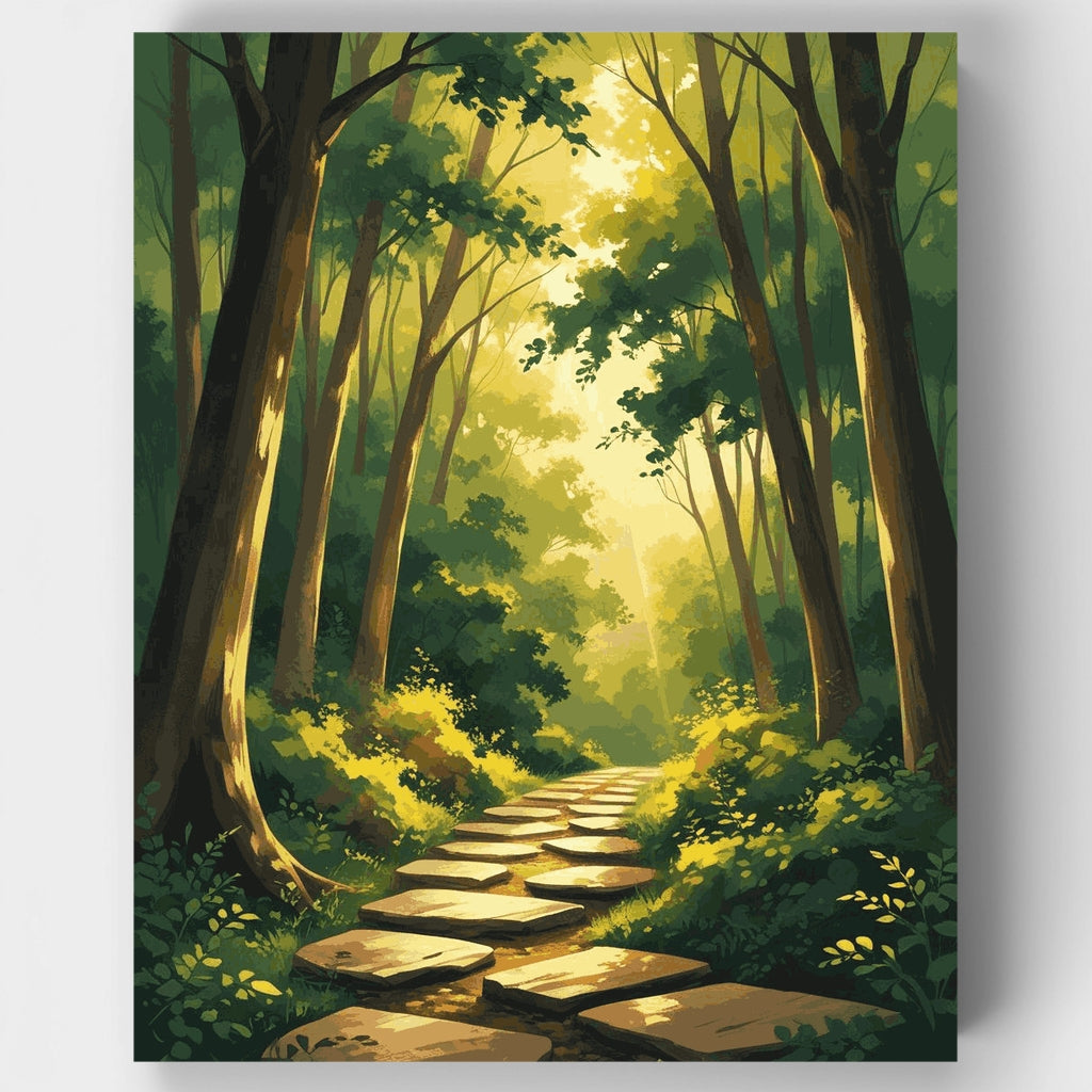 Kit de pintura por números - Camino de piedra en el bosque Sunbeam — Estándar