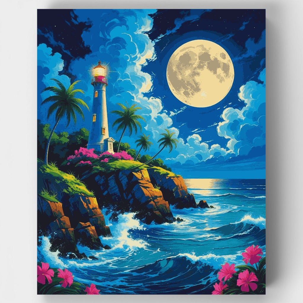Paraíso de faro a la luz de la luna - Kit de pintura por números — Estándar