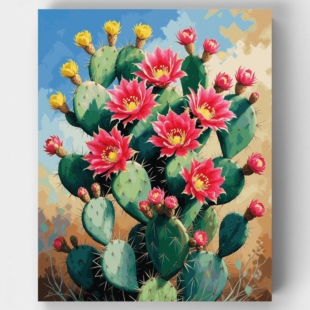 Kit de pintura por números - Nopal en flor — Estándar