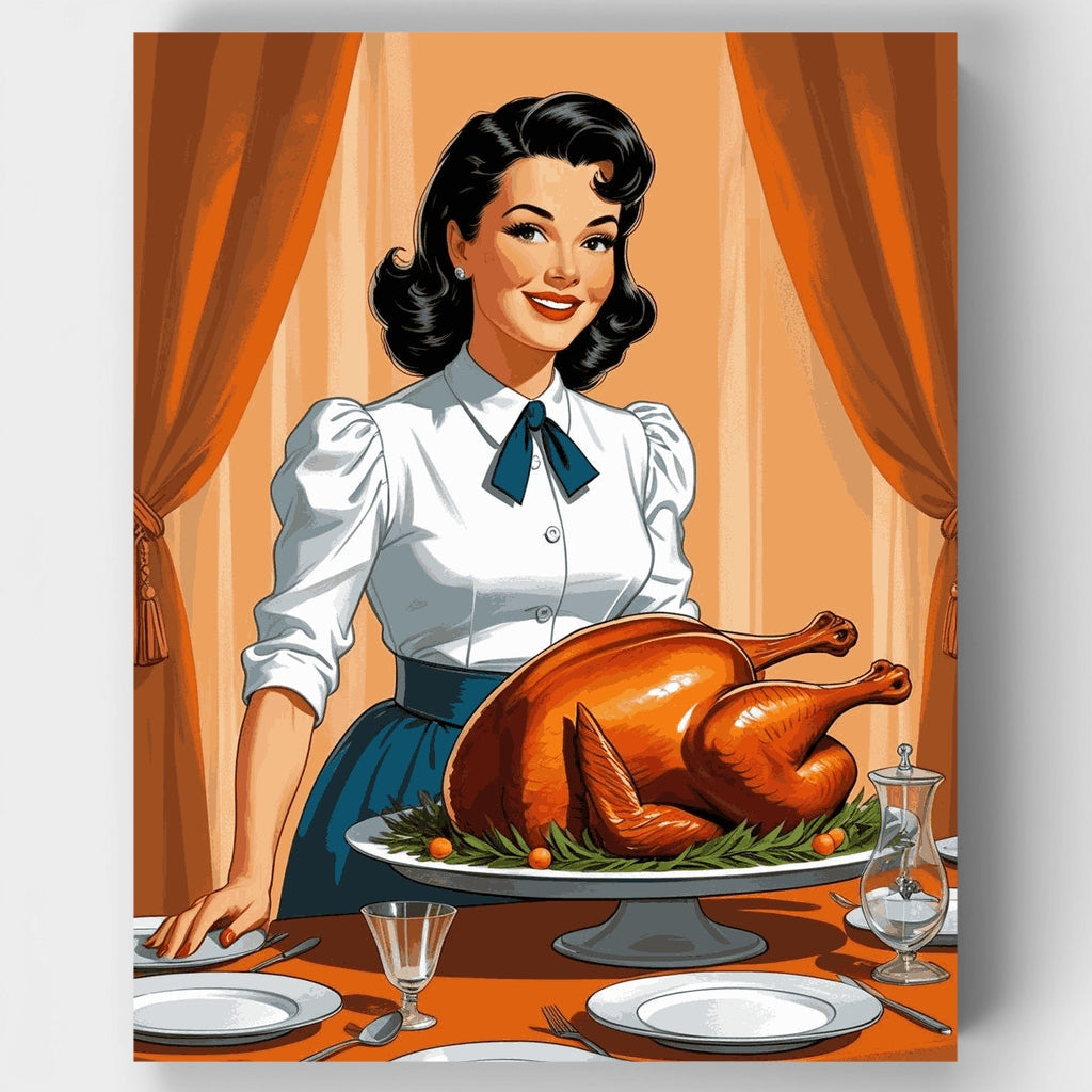 Cena de Acción de Gracias vintage - Kit de pintura por números — Estándar