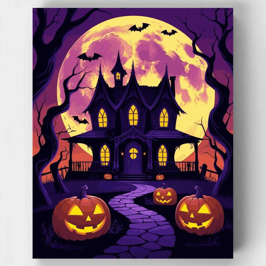 Kit de pintura por números: Casa embrujada de Halloween espeluznante — Estándar