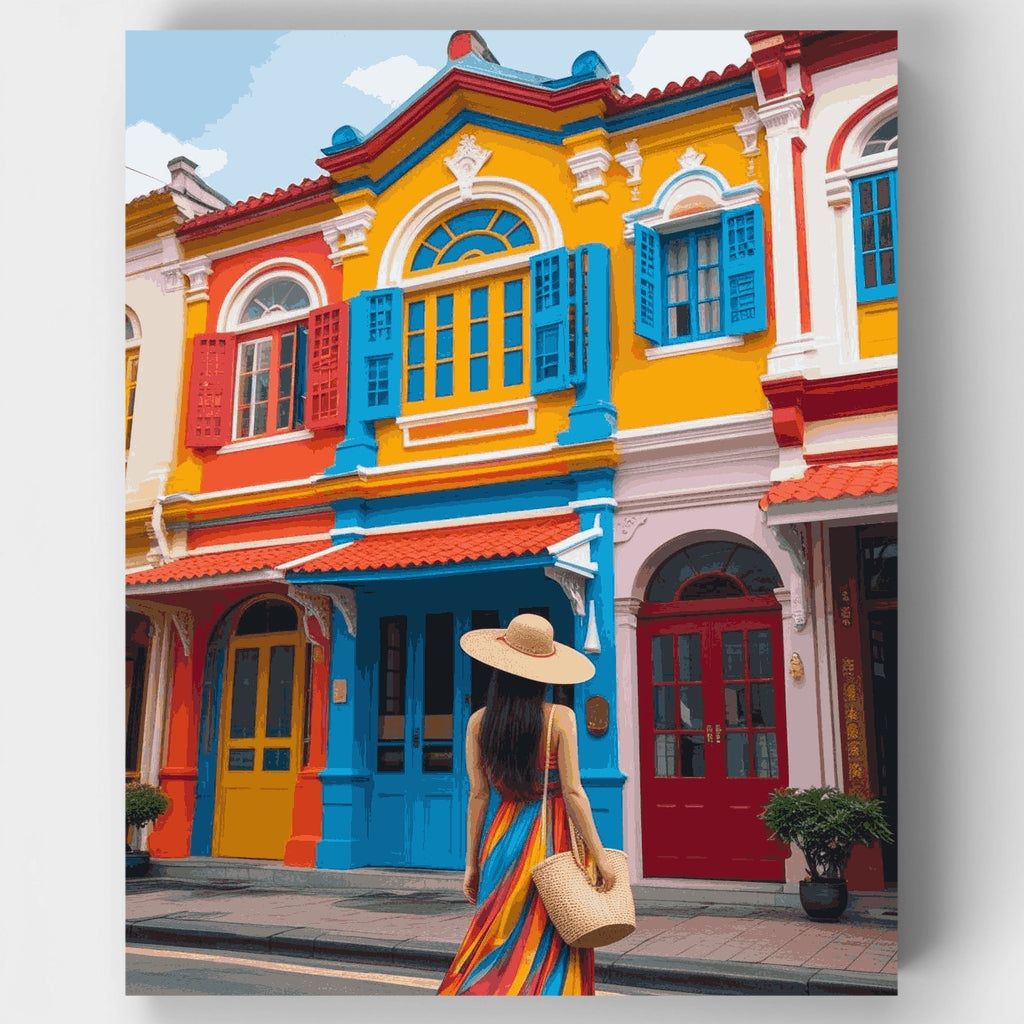 Arquitectura colonial colorida - Kit de pintura por números — Estándar