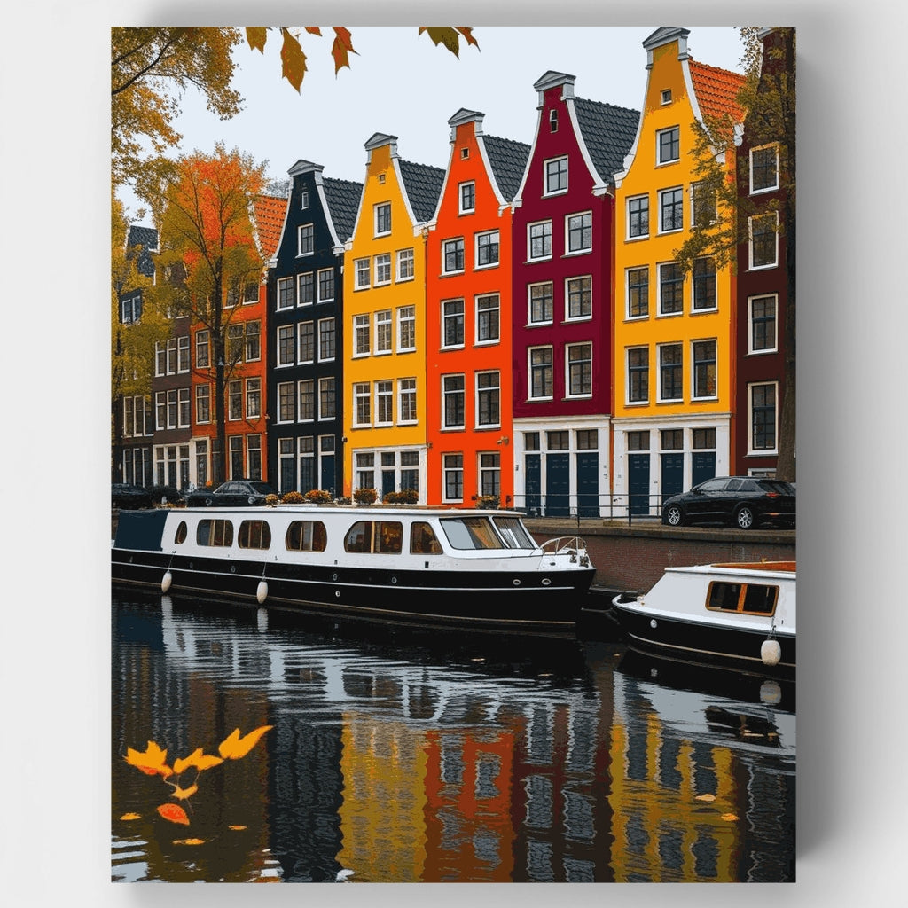 Reflejos de otoño en un canal holandés - Kit de pintura por números — Estándar