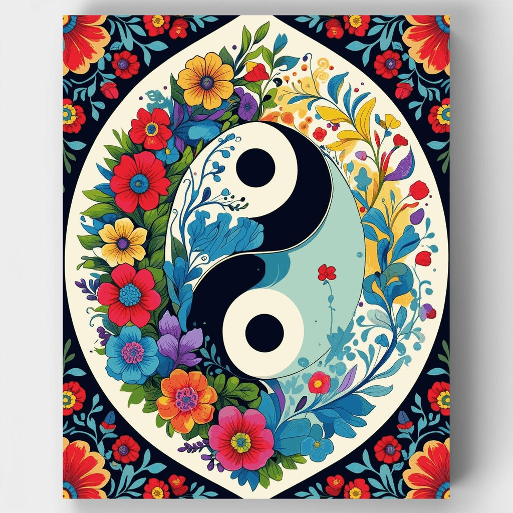 Kit de pintura por números - Armonía Yin Yang Floral — Estándar