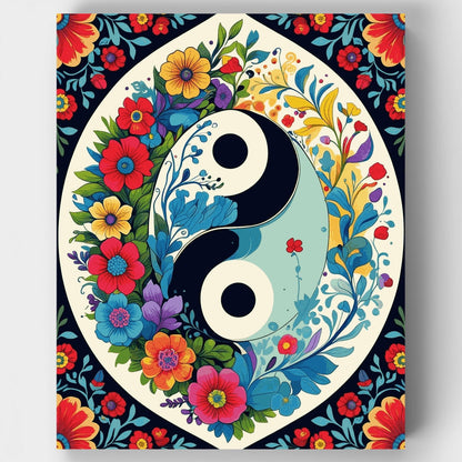 Floral Yin Yang Harmony - Paint by Numbers Kit