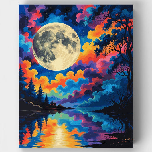 Colorful Moon Reflection - Paint by Numbers Kit