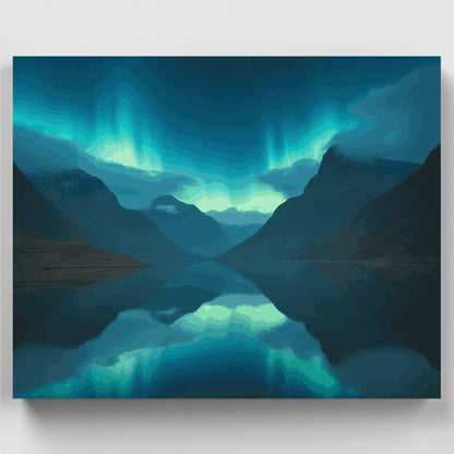 Aurora Mountain Lake Reflection - Paint by Numbers Kit