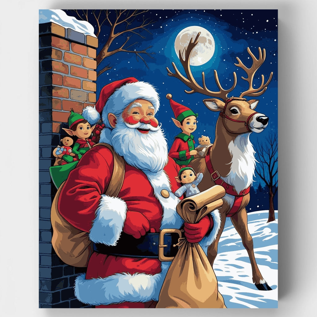 Santa's Moonlit Delivery - Paint by Numbers Kit