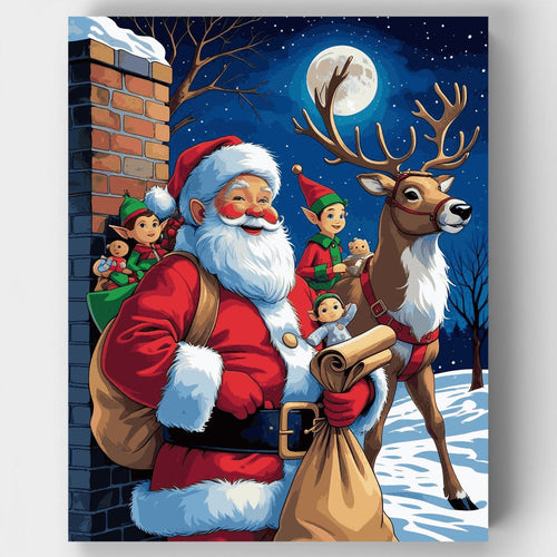 Santa's Moonlit Delivery - Paint by Numbers Kit
