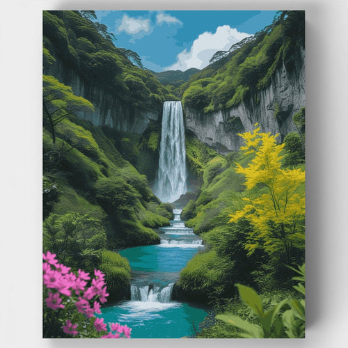 Serene Waterfall Paradise - Paint by Numbers Kit